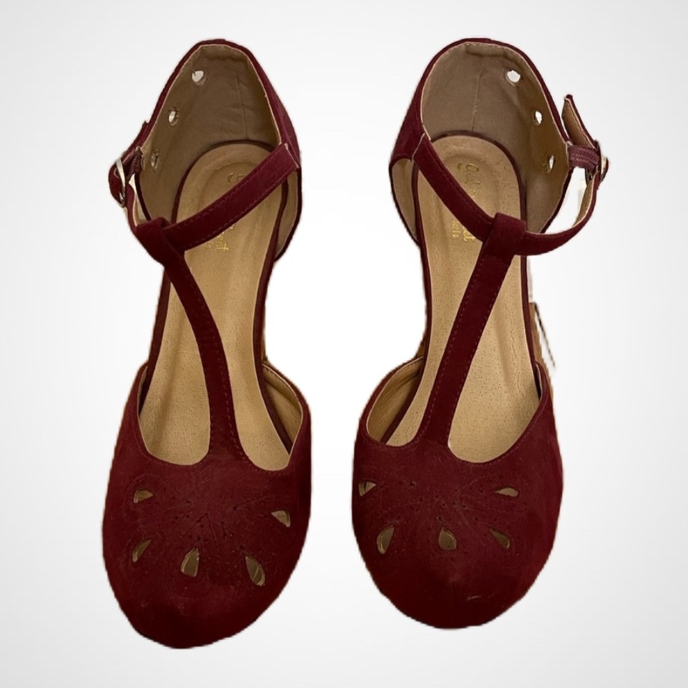 Graham Street Shoe Company Vintage Swing Heels in Ruby Velvet